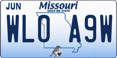 MO license plate WL0A9W