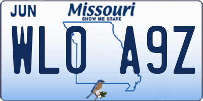 MO license plate WL0A9Z