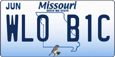 MO license plate WL0B1C