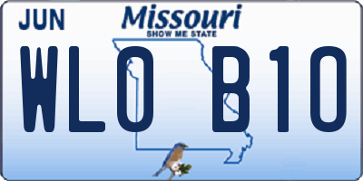 MO license plate WL0B1O