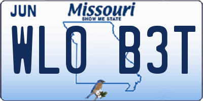MO license plate WL0B3T