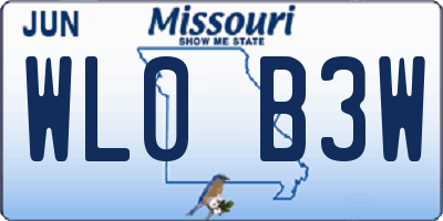 MO license plate WL0B3W