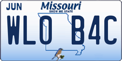 MO license plate WL0B4C