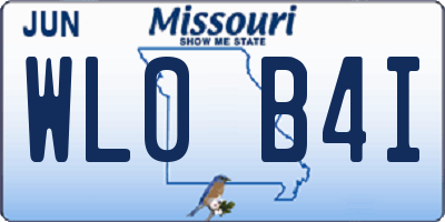 MO license plate WL0B4I