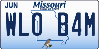 MO license plate WL0B4M