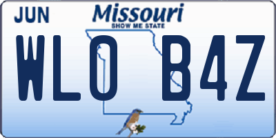 MO license plate WL0B4Z