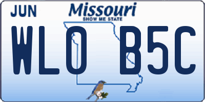 MO license plate WL0B5C