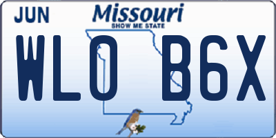 MO license plate WL0B6X