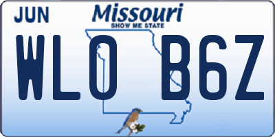 MO license plate WL0B6Z