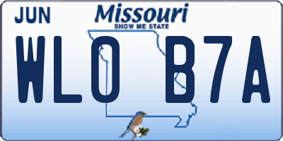 MO license plate WL0B7A