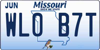 MO license plate WL0B7T