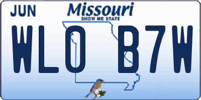 MO license plate WL0B7W