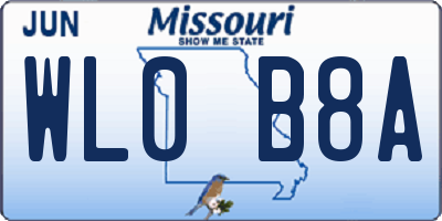 MO license plate WL0B8A