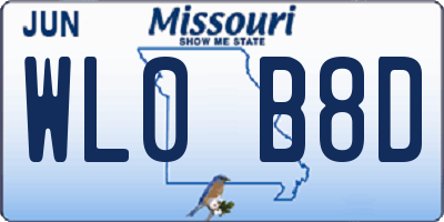 MO license plate WL0B8D