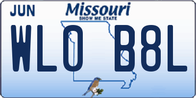 MO license plate WL0B8L