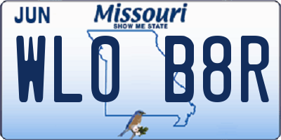 MO license plate WL0B8R
