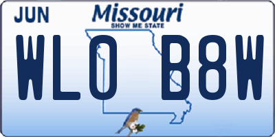 MO license plate WL0B8W