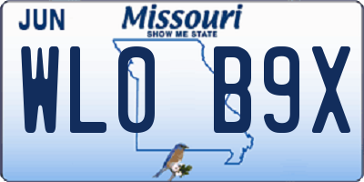 MO license plate WL0B9X