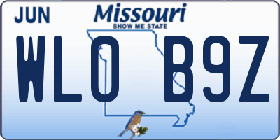 MO license plate WL0B9Z