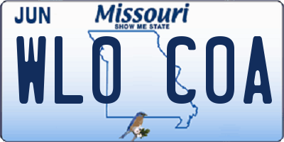 MO license plate WL0C0A
