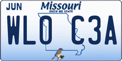 MO license plate WL0C3A
