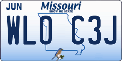 MO license plate WL0C3J