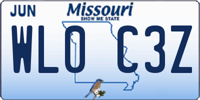 MO license plate WL0C3Z
