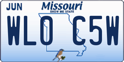 MO license plate WL0C5W