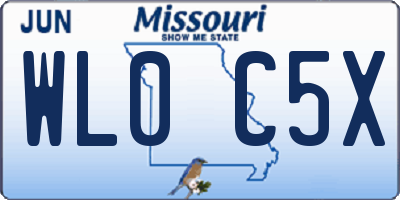 MO license plate WL0C5X