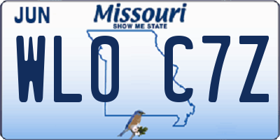 MO license plate WL0C7Z