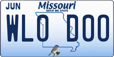 MO license plate WL0D0O