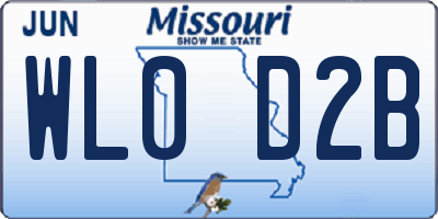 MO license plate WL0D2B