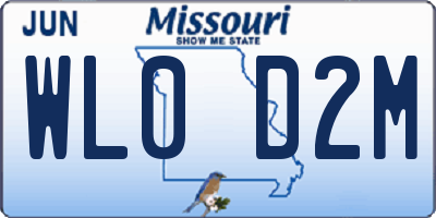 MO license plate WL0D2M
