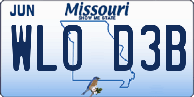 MO license plate WL0D3B