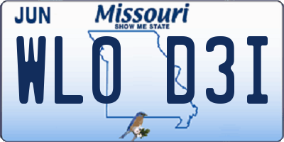 MO license plate WL0D3I