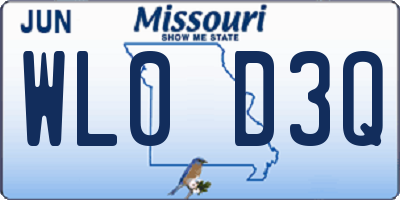 MO license plate WL0D3Q
