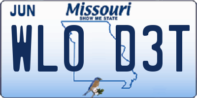 MO license plate WL0D3T