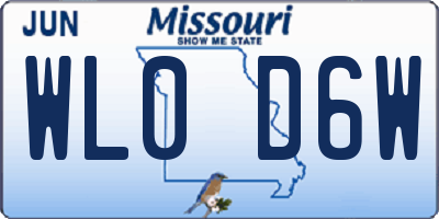 MO license plate WL0D6W