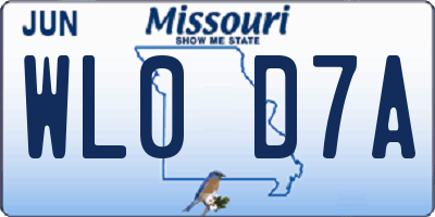 MO license plate WL0D7A