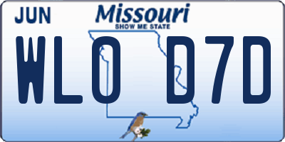 MO license plate WL0D7D
