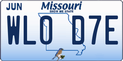 MO license plate WL0D7E