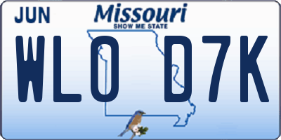 MO license plate WL0D7K