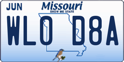 MO license plate WL0D8A