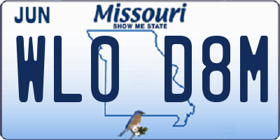 MO license plate WL0D8M