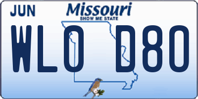 MO license plate WL0D8O