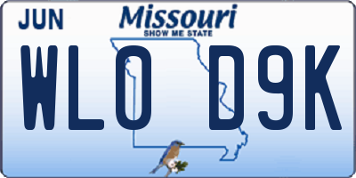 MO license plate WL0D9K