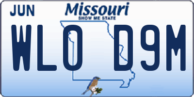 MO license plate WL0D9M