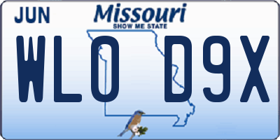 MO license plate WL0D9X