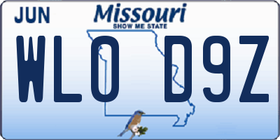 MO license plate WL0D9Z