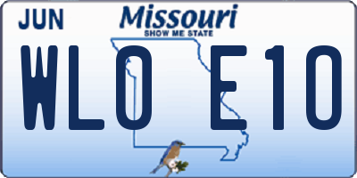MO license plate WL0E1O
